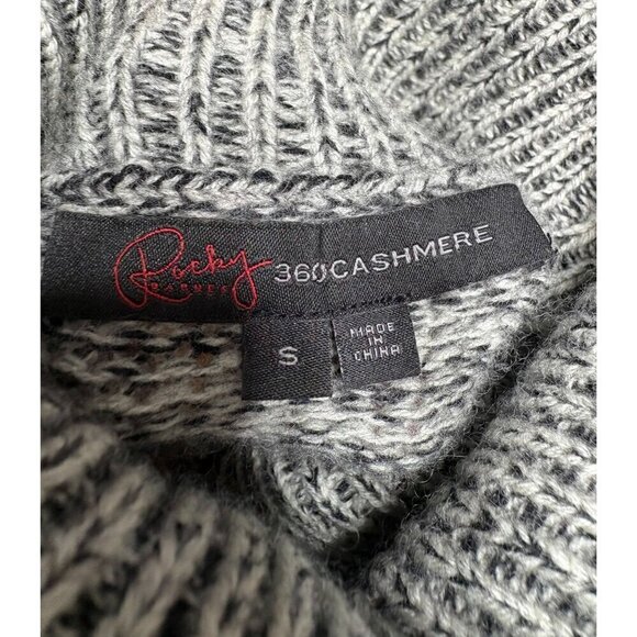 Rocky Barnes 360Cashmere Women's Small Gray Black Turtleneck Poncho Sweater Wool - Picture 4 of 6